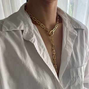 Multi-way Necklace, Chunky Lariat, Statement Lariat, Y Necklace, Gold Lariat